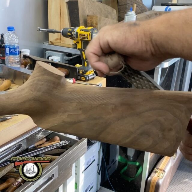 At Nationals in San Antonio building pattern stocks for customers. Have any questions while you are here?  Come see us!
==
#customstocks #woodworking #sportingclays #nscanationals